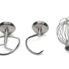 dough hook, flat beater and wire whip
