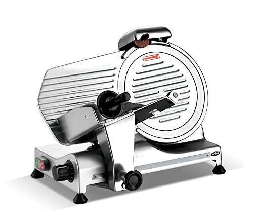MS-10SL 320w Electric Meat Slicer 10" Triple Safety Locks + Anodized Aluminum Alloy Base with Stainless Steel Blade
